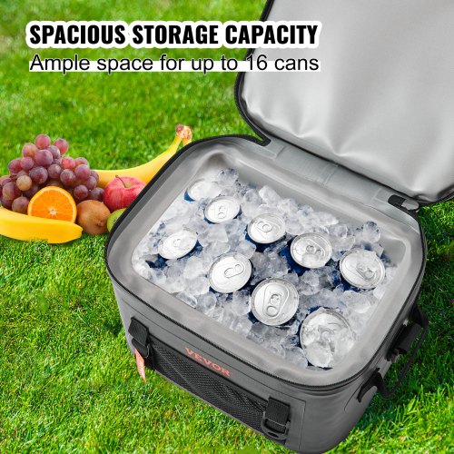 Soft Cooler Bag, 16 Cans Soft Sided Cooler Bag Leakproof with Zipper, Waterproof Soft Cooler Insulated Bag, Lightweight & Portable Collapsible Cooler for Beach, Hiking, Picnic, Camping, Travel