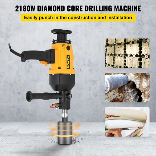 160MM Diamond Core Drilling Machine 2180W Diamond Percussion Core Drill Wet & Dry Handheld Diamond Core Drill Heavy Duty for Diamond Concrete Drilling