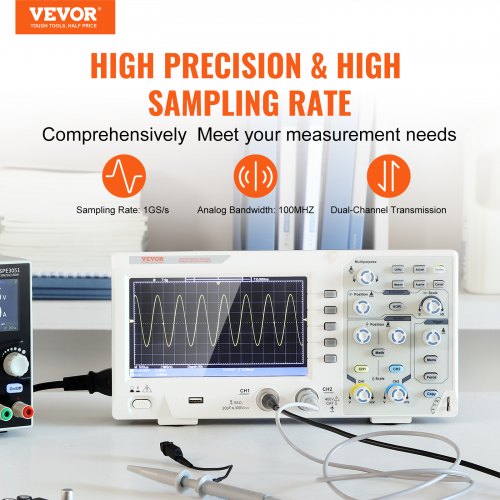 Portable Digital Oscilloscope 1GS/S Sampling Rate 100MHZ Dual Channel LCD