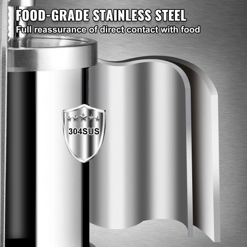 Sausage Stuffer, 5LBS/3L Capacity, 304 Stainless Steel Vertical Sausage Stuffer, Sausage Filling Machine with 3 Stuffing Tubes, Suction Base and Manual Crank for Household or Commercial Use