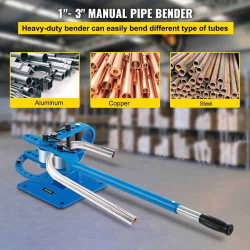 YP-9 Manual Bench Top Compact Bender Pipe Bending Machine 7 Dies 1-3inch Metal Fabrication Tube Rod Pipe Bender 44ft Mount Powdercoat Telescoping Handle Maximum 5/8 Thick 1-15/16inch Width