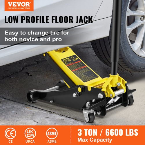 Floor Jack, 3 Ton Low Profile Floor Jack, Heavy-duty Steel Racing Floor Jack With Dual Piston Quick Lift Pump, Floor Jack Lifting Range 85 mm-500 mm