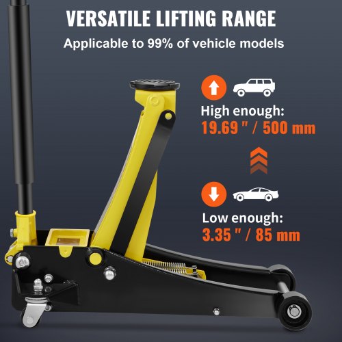 Floor Jack, 3 Ton Low Profile Floor Jack, Heavy-duty Steel Racing Floor Jack With Dual Piston Quick Lift Pump, Floor Jack Lifting Range 85 mm-500 mm