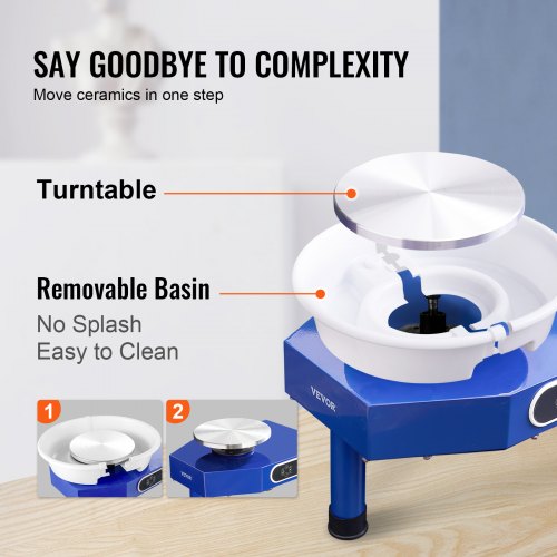 Pottery Wheel 9.8in Ceramic Wheel Foot Pedal Sculpting Tools Apron 350W
