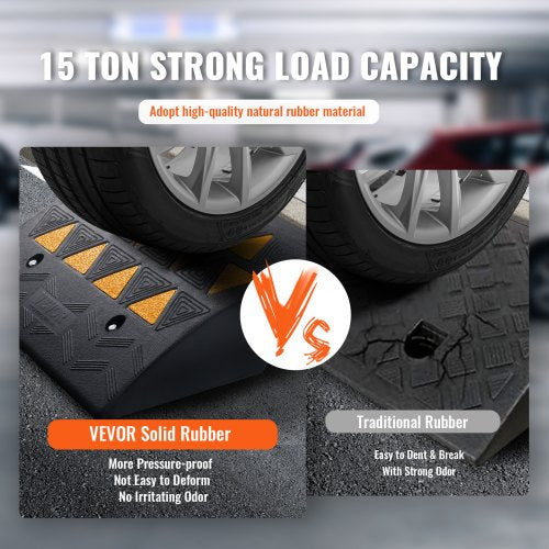 Rubber Curb Ramp 2 Pack, 6" Rise Height Heavy-Duty 33069 lbs/15 T Capacity Threshold Ramps, Driveway Ramps with Stable Grid Structure for Cars, Wheelchairs, Bikes, Motorcycles