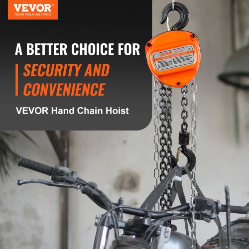 Manual Chain Hoist, 1 Ton 2200 lbs Capacity 10 FT Come Along, G80 Galvanized Carbon Steel with Double-Pawl Brake, Auto Chain Leading & 360° Rotation Hook, for Garage Factory Dock