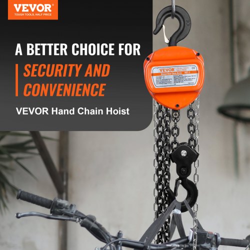 Manual Chain Hoist, 2 Ton 4400 lbs Capacity 10 FT Come Along, G80 Galvanized Carbon Steel with Double-Pawl Brake, Auto Chain Leading & 360° Rotation Hook, for Garage Factory Dock