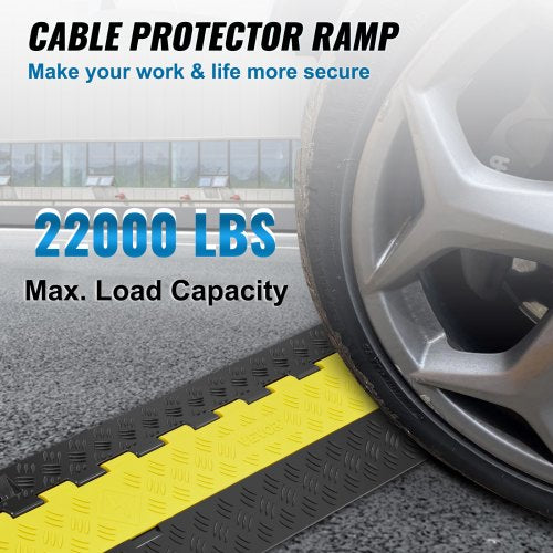 Cable Protector Ramp, 2 Channel, 22000 lbs/axle Capacity Heavy Duty TPU Wire Cord Cover Ramp Hose Protector Ramp Driveway, Traffic Speed Bump w/ TPR Flip-Open Top Cover, for Indoor & Outdoor