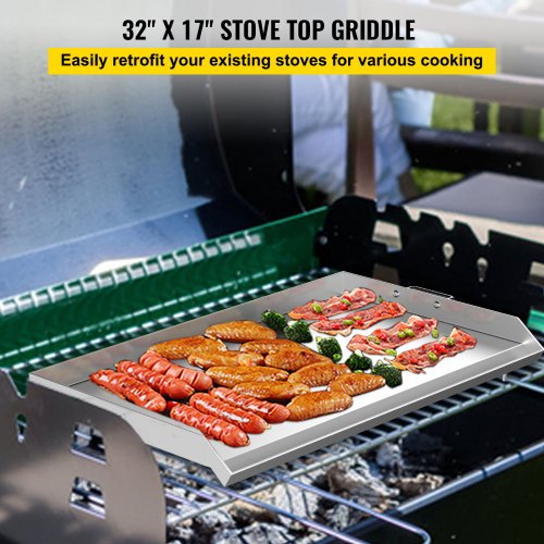 Flat Top Griddle 16 x 18 Inch Stainless Steel Griddle Flat Top Grill Square Grill Plate Tripple Burner Stove Griddle Flat Top Plate for outdoor Triple Burner Stove