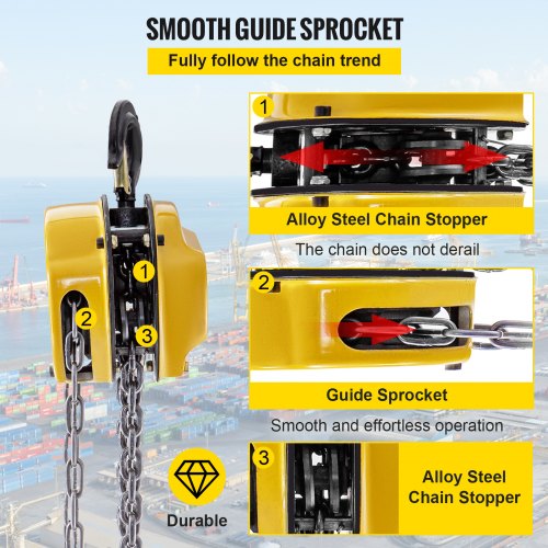 Chain Hoist 4400lbs/2ton Chain Block Hoist Manual Chain Hoist 3m/10ft Block Chain Hand Chain Lifting Hoist with Hooks Chain Pulley Tackle Hoist Winch