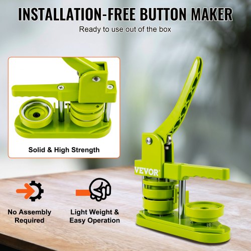 Button Maker Machine, Installation-Free Badge Punch Press Kit, 58mm (2.25 inch) Pin Maker, Button Making Supplies with 100pcs Button Parts & Circle Cutter & Magic Book
