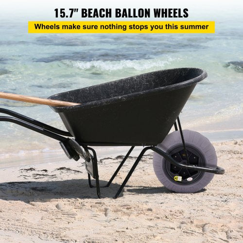 Beach Balloon Wheels, 15.7" Replacement Sand Tires, TPU Cart Tires for Kayak Dolly, Canoe Cart and Buggy w/ Free Air Pump, 2-Pack