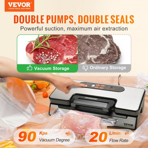 Vacuum Sealer Machine Food Preservation Storage Saver 90Kpa w/ Seal Bag