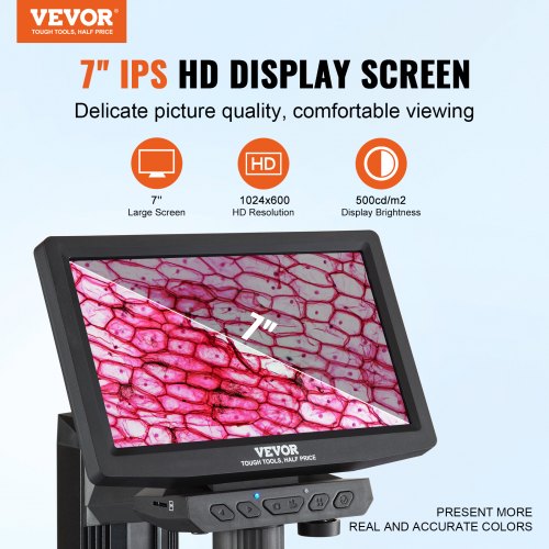 7" HDMI LCD Digital Microscope for Adults, Soldering Electron Microscope 1200X with IPS Screen, 8 LED Lights, 2 Flexible Side Lights, PC View, USB Coin Microscope for Windows/MacOS/TV, 32GB