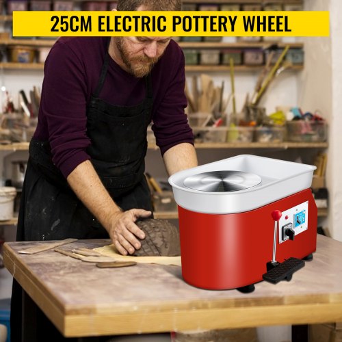 Pottery Wheel 25cm Pottery Forming Machine 280W Electric Pottery Wheel with Adjustable Feet Lever Pedal DIY Clay Tool with Tray Shapping Tool Set for Ceramics Clay Craft DIY Clay