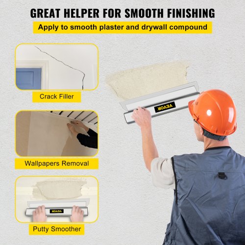 Drywall Skimming Blade, 32inch Smoothing Knock-Down Knife, Stainless Steel Putty Knife Finishing Tool, High-Impact End Caps for Sheetrock Drywall Gyprock Wall-Board Plasterboard