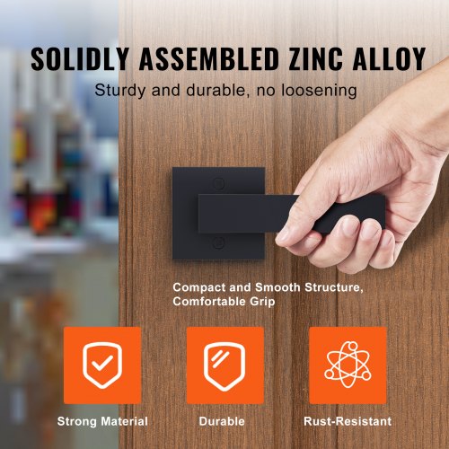 Dummy Door Lever, 1 PC Non-Turning Single Side Push/Pull Handle, Contemporary Square Door Lever Set, Reversible for Right and Left Sided Doors,For Pantry, Closet, and French Doors, Matte Black