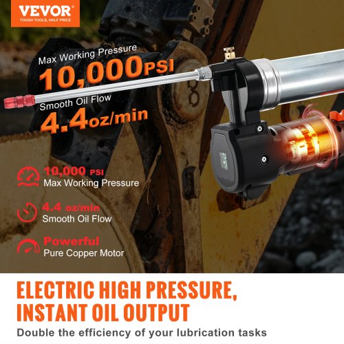 Cordless Grease Gun Electric 20 Volt 2.0 Ah Battery Kit 10000PSI with Case