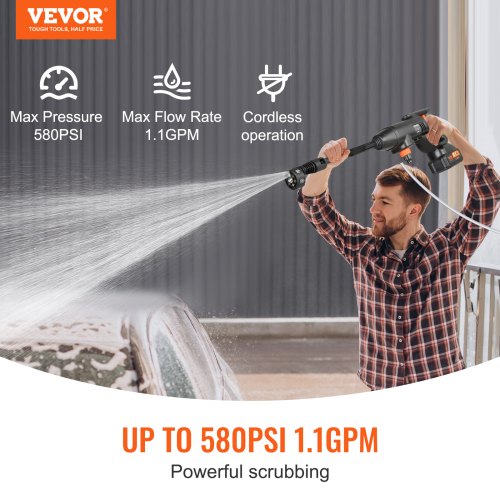 High Pressure Cordless Washer Cleaner Portable Water Spray Car Gun 580 PSI