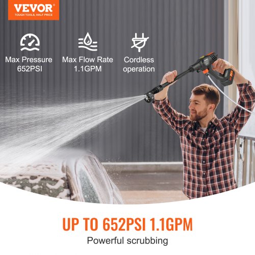 High Pressure Cordless Washer Cleaner Portable Water Spray Car Gun 652 PSI