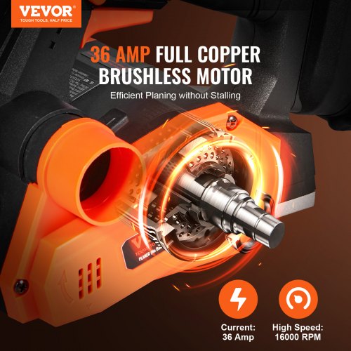 Cordless Electric Hand Planer, 3-1/4" Width, 16000 RPM Handheld Wood Planer with Battery 5/64" Adjustable Depth HSS Blades Dual Side Dust Outlet, for Woodworking Wood Planing Surface Smoothing