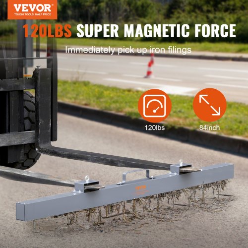 Hanging Magnetic Sweeper Pickup Tool, 120lbs Nail Hang-Type Magnetic Forklift Sweeper, Industrial Grade Magnets Steel Material Hunting Accessories for Picking Up Nails Bolts Iron Chips Metals