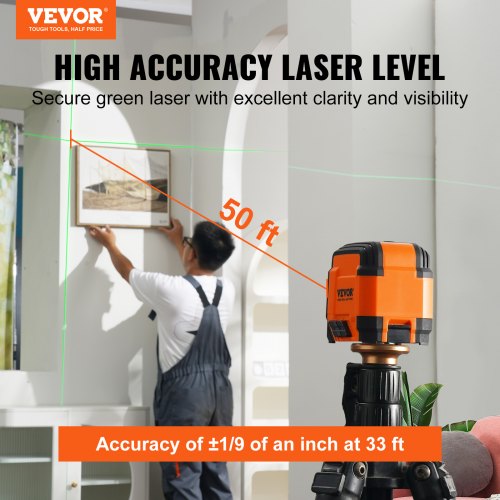 Laser Level 50ft Green Cross Line Self Leveling High Accuracy Measure Tool