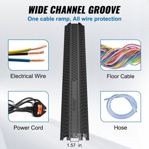 Drop Over Cable Cover Ramp, 2,000 lbs/axle Load Capacity, Heavy Duty Cable Hose Protector Ramp, Floor Cord Cover for High Walking Traffic Areas Indoor Outdoor Home Office Warehouse School
