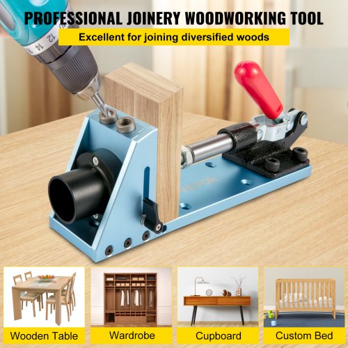 Pocket Hole Jig Kit, M4 Adjustable & Easy to Use Joinery Woodworking System, Aluminum Punch Locator, Wood Guides Joint Angle Tool w/ Drill Bit Hex Key Screws for DIY Carpentry Projects