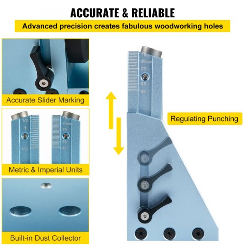 Pocket Hole Jig Kit, M4 Adjustable & Easy to Use Joinery Woodworking System, Aluminum Punch Locator, Wood Guides Joint Angle Tool w/ Drill Bit Hex Key Screws for DIY Carpentry Projects