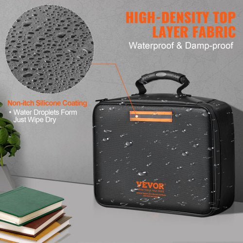 Fireproof Document Box, Fireproof Document Bag with Lock 2000℉, 3-layer Fireproof and Waterproof File Box 14.17x10.63x4.13 inch with Zipper, for Money, Documents, Jewelry and Passport