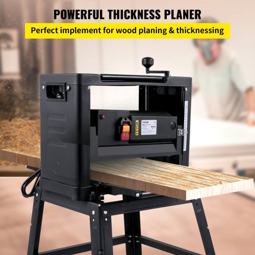 Thickness Planer 12-Inch Benchtop Planer 2000W Wood Planer 8000 rpm Woodworking Planer 10 AMP Wood Planer Foldable 6m/min Planing Speed with Iron Stand Dust Exhaust for Woodworking Wooden Plank