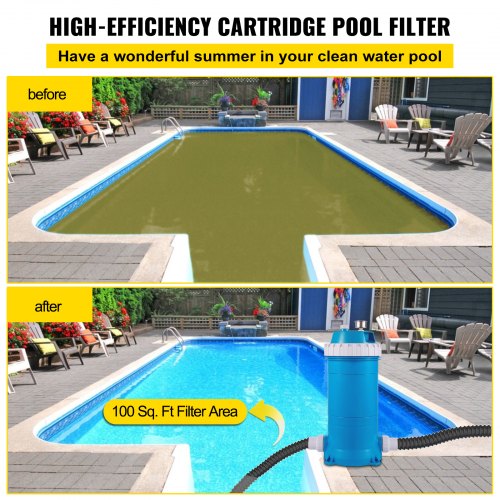 Pool Cartridge Filter In/Above Ground Swimming Pool Filter 100Sq.Ft Filter