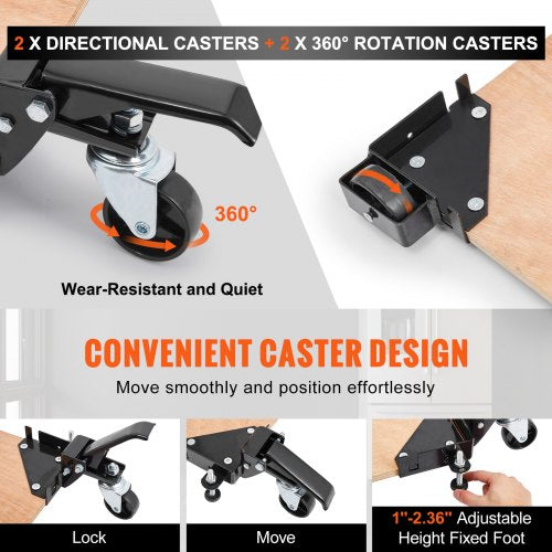 Mobile Base, 400 lbs Weight Capacity, Adjustable from 12" x 12" to Infinity, Heavy Duty Universal Mobile Base Stand with Swivel Wheels, for Woodworking Equipment, Bandsaw, Power Tools, Machines