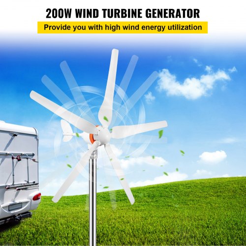 Wind Turbine Generator, 12V/AC Wind Turbine Kit, 500W Wind Power Generator With MPPT Controller 5 Blades Auto Adjust Windward Direction Suitable for Terrace, Marine, Motor Home, Chalet, Boat