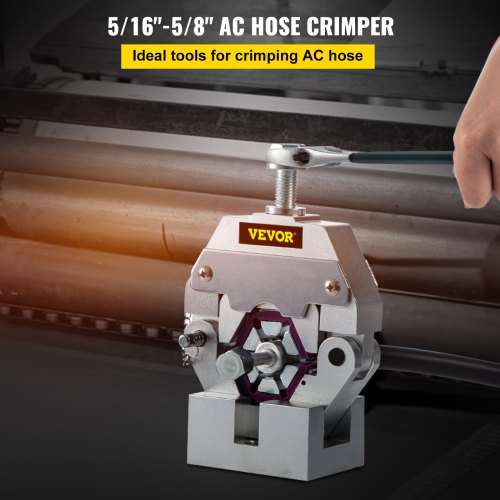 71550 Portable Manual Hydraulic Pipe Press Hose Crimping Tool and Repaire Crimper Tools Manually Operated A/C Hose Crimper Tool Kit Durable with 4 Dies for Car Air Conditioner