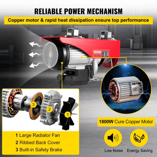 Electric Hoist, 2200 lbs Electric Winch, Electric Lift with Wireless Remote Control System, Zinc-Plated Steel Wire Electric Hoist Crane, Electric Cable Hoist w/Straps and Emergency Stop Switch
