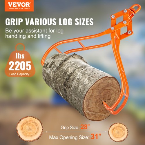 Timber Claw Hook 28 inch 4 Claw Log Grapple for Logging Tongs 2205 lbs