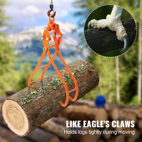 Timber Claw Hook 28 inch 4 Claw Log Grapple for Logging Tongs 2205 lbs