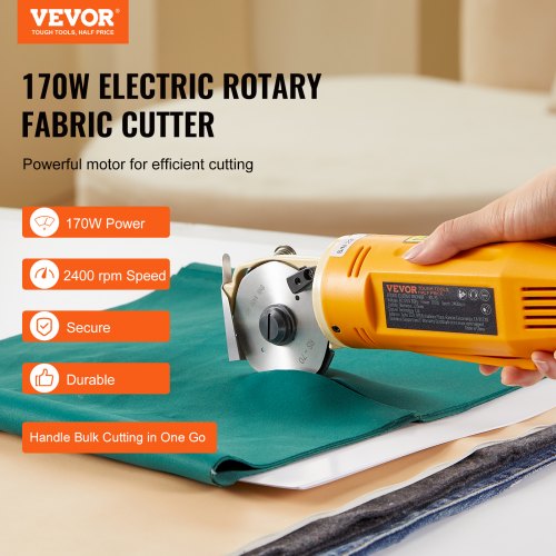 Fabric Cutter 170W Electric Rotary Fabric Cutting Machine 1" Cut Thickness
