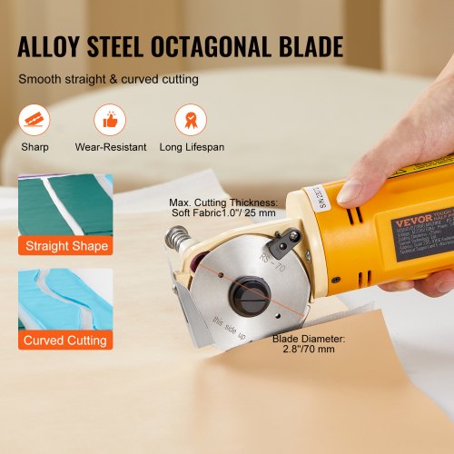 Fabric Cutter 170W Electric Rotary Fabric Cutting Machine 1" Cut Thickness