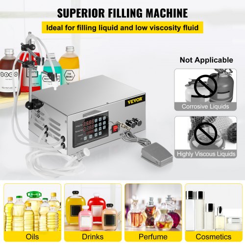 Liquid Filling Machine 5-3500ml Automatic Liquid Filling Machine with 2 Nozzles Digital Water Filler Liquid Filler GFK280