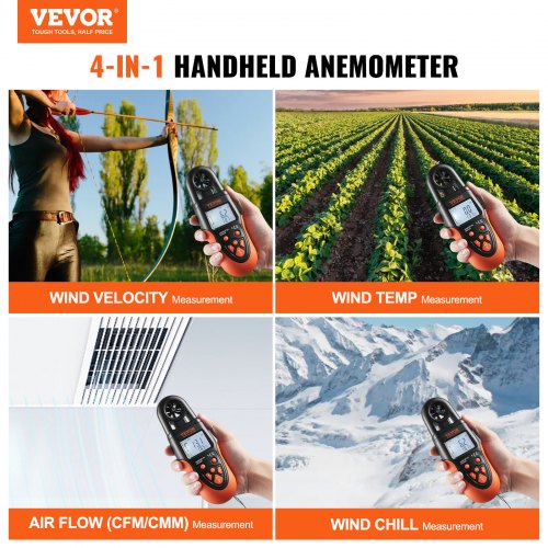 Bluetooth Handheld Anemometer, 14℉-140℉, Digital Wind Speed Meter Gauge with LED Backlight Screen, Measures Wind Velocity Wind Temperature Air Flow Wind Chill, for Surfing Drone Flying HVAC