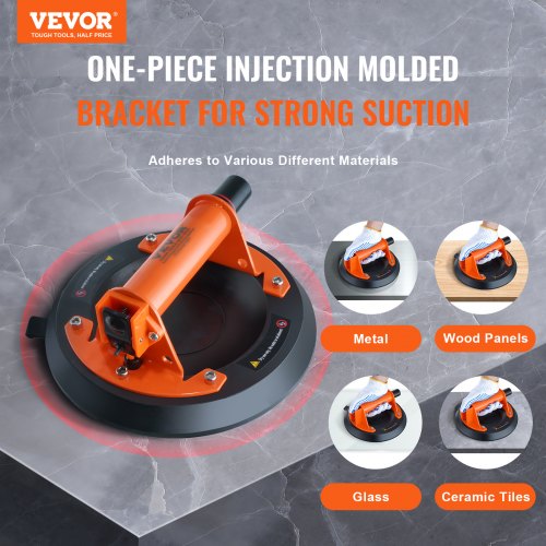 Glass Suction Cup, 8" 615 lbs Load Capacity, Vacuum Suction Cup with ABS Handle and Carry Box, Heavy Duty Industrial Suction Cup Lifter Tool for Glass, Granite, Tile, Metal, Wood Panel Lifting