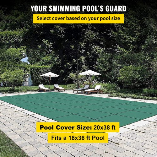 Pool Safety Cover 18x36FT Swimming Pool Cover Rectangle Inground Safety Pool Cover Green Mesh Solid Pool Safety Cover for Swimming Pool Winter Safety Cover