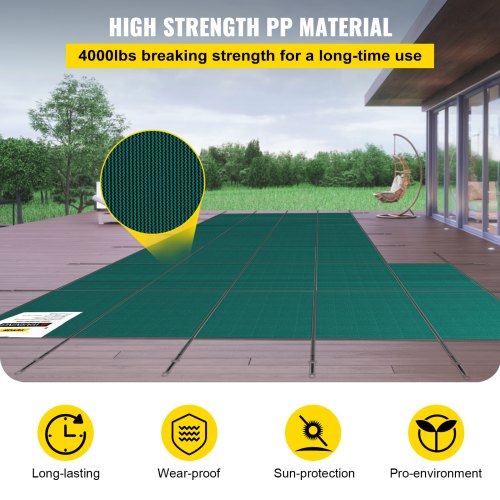 Inground Pool Safety Cover Winter Pool Cover 18 x 34 ft with Left Step