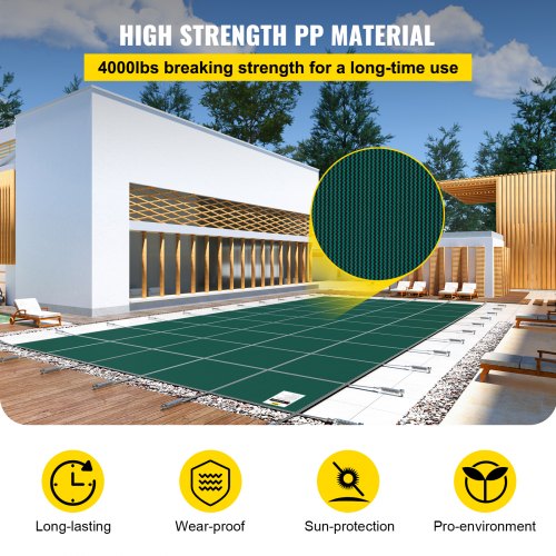 Inground Pool Safety Cover Winter Pool Cover 20 x 42 ft with Anchor Tools