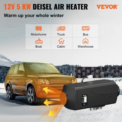 5KW Parking Heater 12V  Diesel Air Heater with 2 Silencers for TrucksTrailer Boats