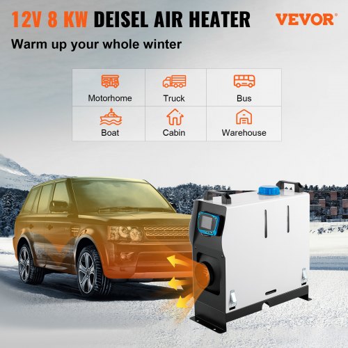 Diesel Air Heater, 8KW Parking Heater, All in 1, 12V Truck Heater, One Air Outlet, with Red LCD Switch, Remote Control, Fast Heating Diesel Heater, For Car, RV Truck, Boat, Campervans, Caravans