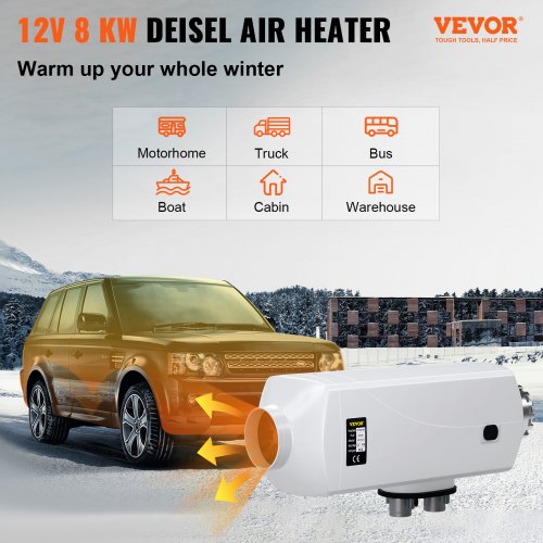 8KW 12V Diesel Heater with LCD Switch and Remote Control,Diesel Air Heater with Silencer, Air Diesel Heater Parking Heater with 10L Tank For Truck, Boat, Car Trailer, Motorhomes, etc